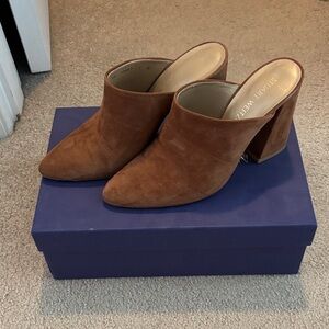Stuart Weitzman Brown Suede Mules